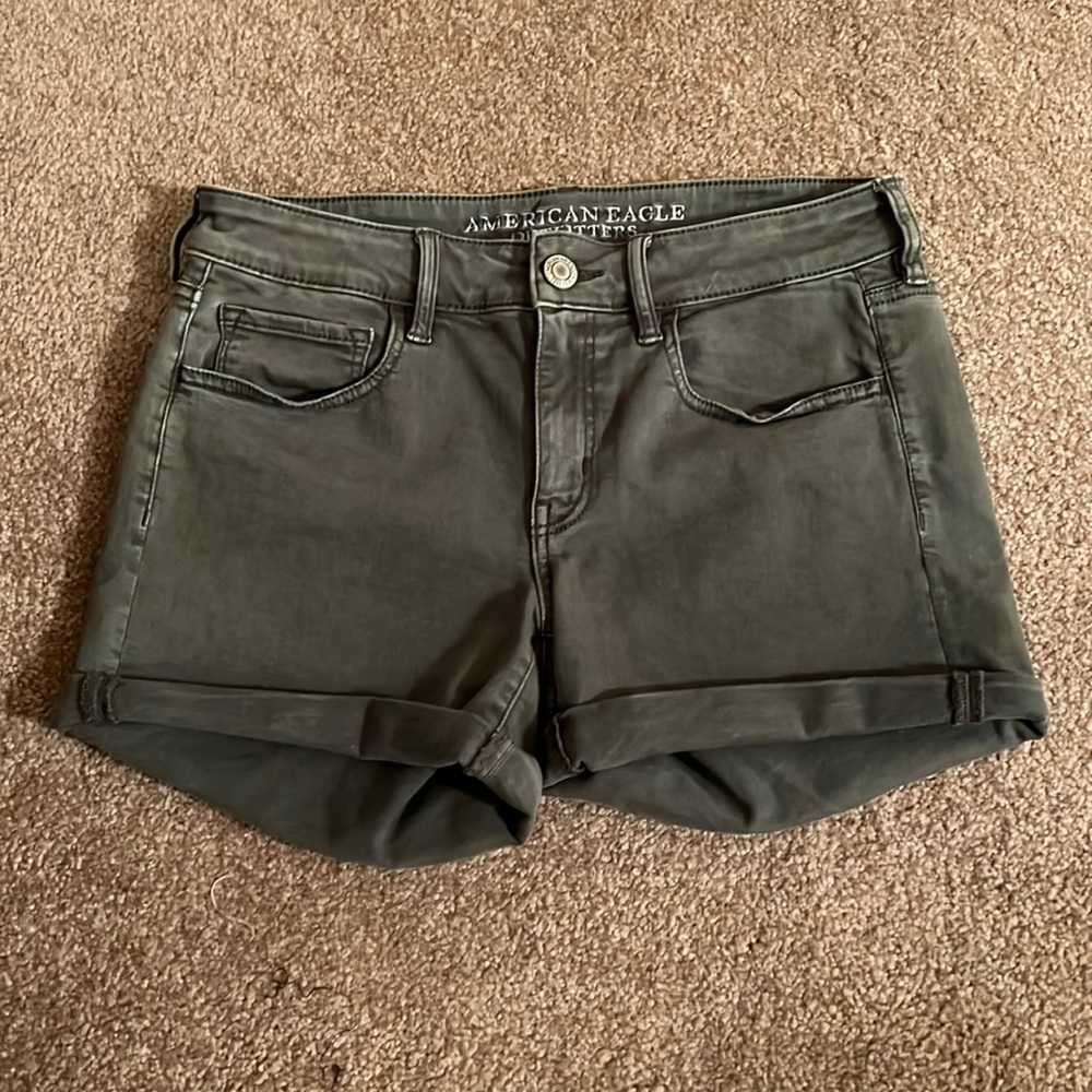 American eagle Green midi Jean shorts, size 8